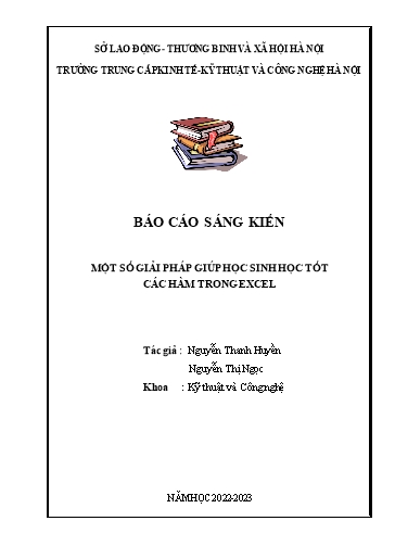 Báo cáo Sáng kiến Một số giải pháp giúp học sinh học tốt các hàm trong Excel