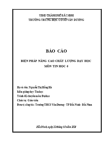 Sáng kiến kinh nghiệm Biện pháp nâng cao chất lượng dạy học môn Tin học 6