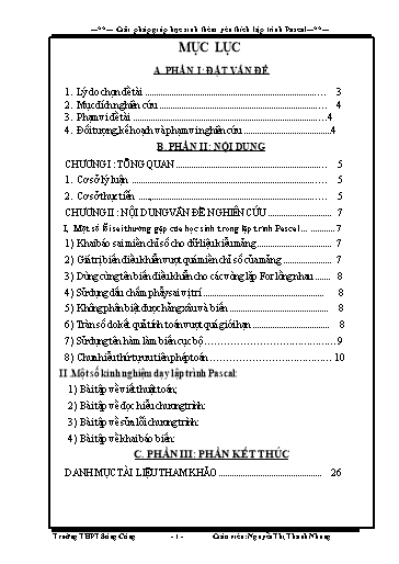 Sáng kiến kinh nghiệm Giải pháp giúp học sinh thêm yêu thích lập trình Pascal