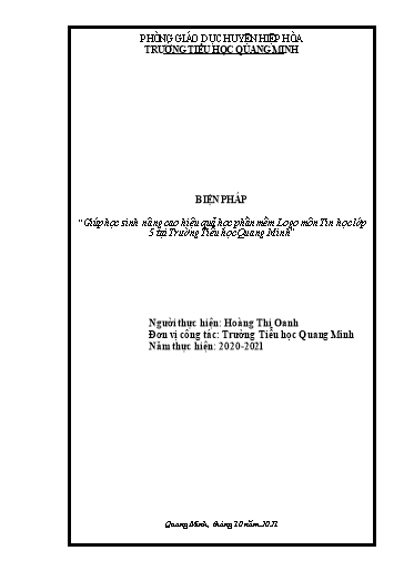 Sáng kiến kinh nghiệm Giúp học sinh nâng cao hiệu quả học phần mềm Logo môn Tin học Lớp 5 tại Trường Tiểu học Quang Minh