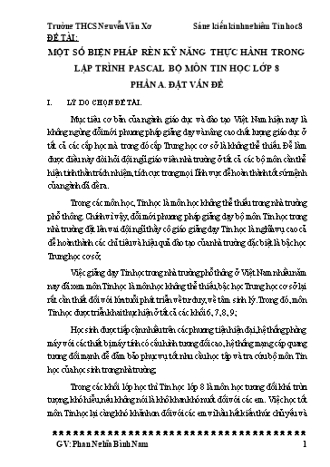 Sáng kiến kinh nghiệm Một số biện pháp rèn kỹ năng thực hành trong lập trình Pascal bộ môn Tin học lớp 8