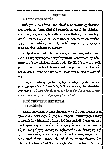 Sáng kiến kinh nghiệm Sử dụng kỹ thuật dạy học phát huy tính tích cực và sáng tạo của học sinh trong quá trình giảng dạy tin học Lớp 12