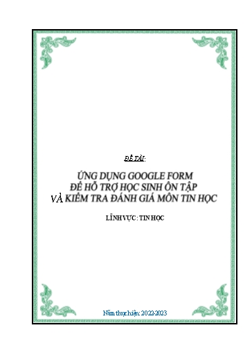 Sáng kiến kinh nghiệm Ứng dụng Google Form để hỗ trợ học sinh ôn tập và kiểm tra đánh giá môn Tin Học