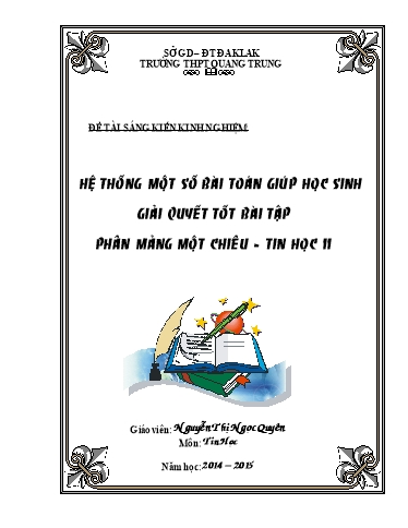 SKKN Hệ thống một số bài toán giúp học sinh giải quyết tốt bài tập phần mảng một chiều Tin học 11