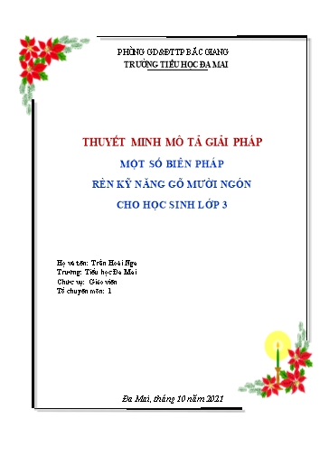Thuyết minh Giải pháp Một số biện pháp rèn kỹ năng gõ mười ngón cho học sinh Lớp 3