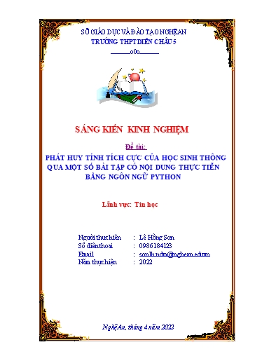 Sáng kiến kinh nghiệm Phát huy tính tích cực của học sinh thông qua một số bài tập có nội dung thực tiễn bằng ngôn ngữ Python