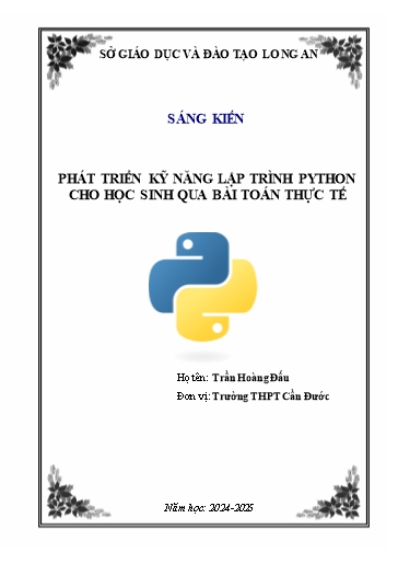 Sáng kiến Phát triển kỹ năng lập trình Python cho học sinh qua bài toán thực tế